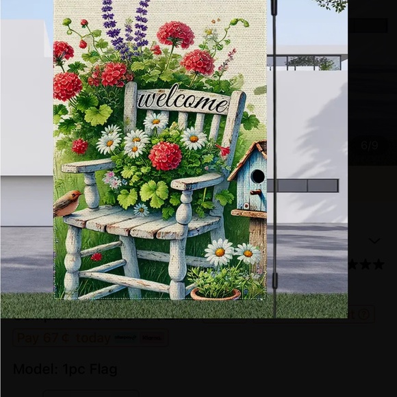 Welcome Garden Flag with Floral Design and Old Chair - Picture 3 of 5